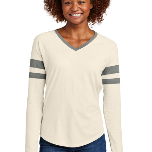 Women's Halftime Stripe Long Sleeve V Neck Tee Thumbnail